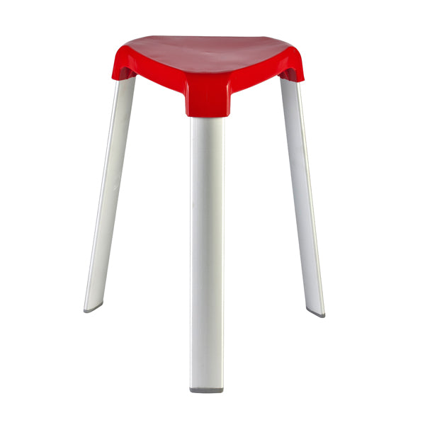 Trix sgabello con gambe in alluminio rosso.