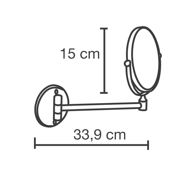 SPECCHIO INGRANDITORE 3X A MURO IN OTTONE CROMATO